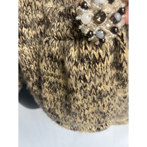 BCBG Max Azria Y2K Mohair Wool Blend Hooded Sweater Cardigan Knit M Brown Cute - Picture 8 of 11